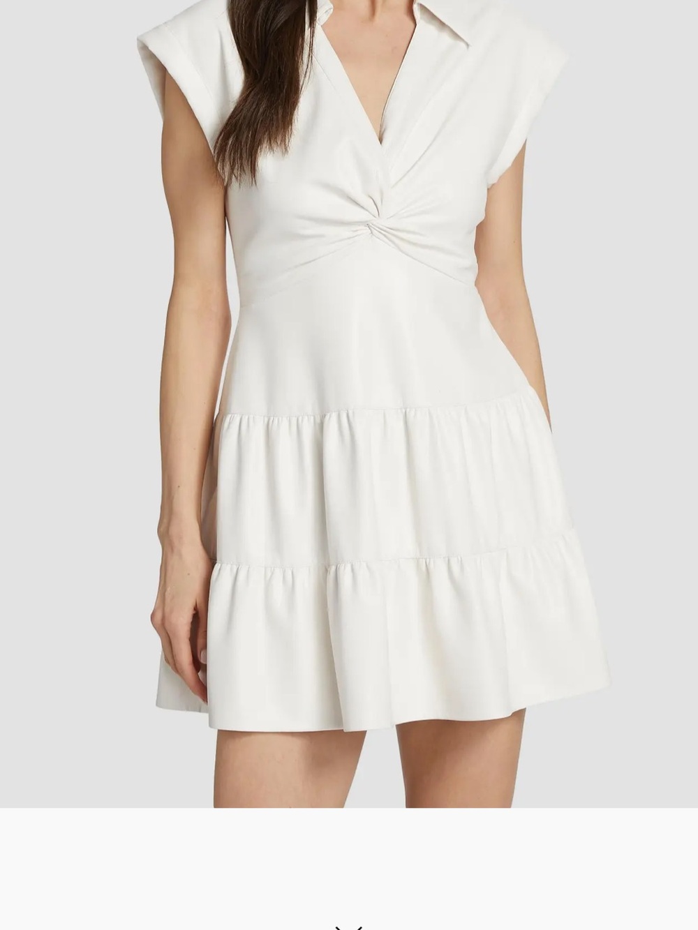 Alice + Olivia Mila Faux-Leather Minidress Off White 10